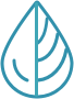 A simple blue outline drawing of a leaf with a central vein and three smaller veins extending from it, set against a transparent background.