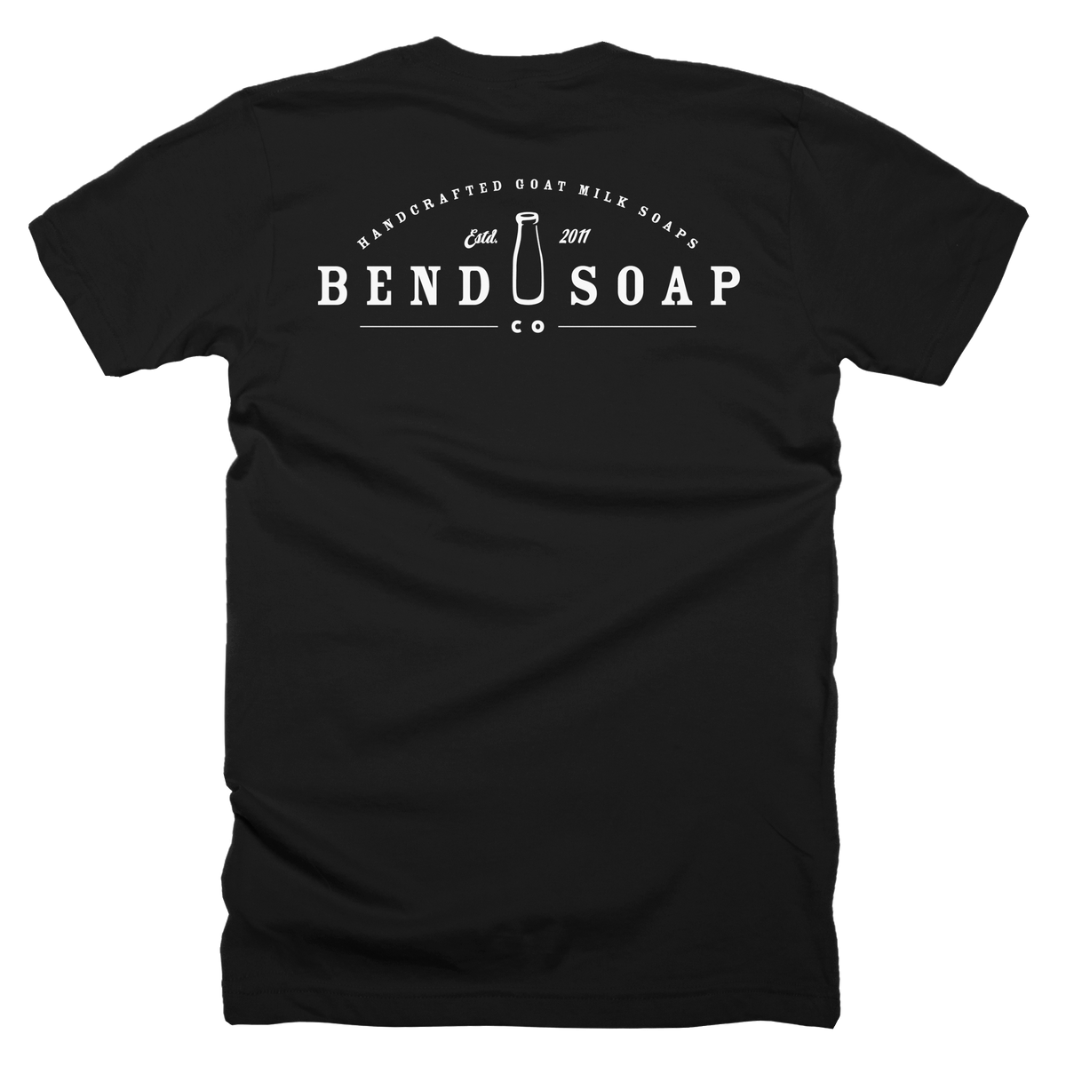 Back view of the Black Male Bend Soap Tee-shirt