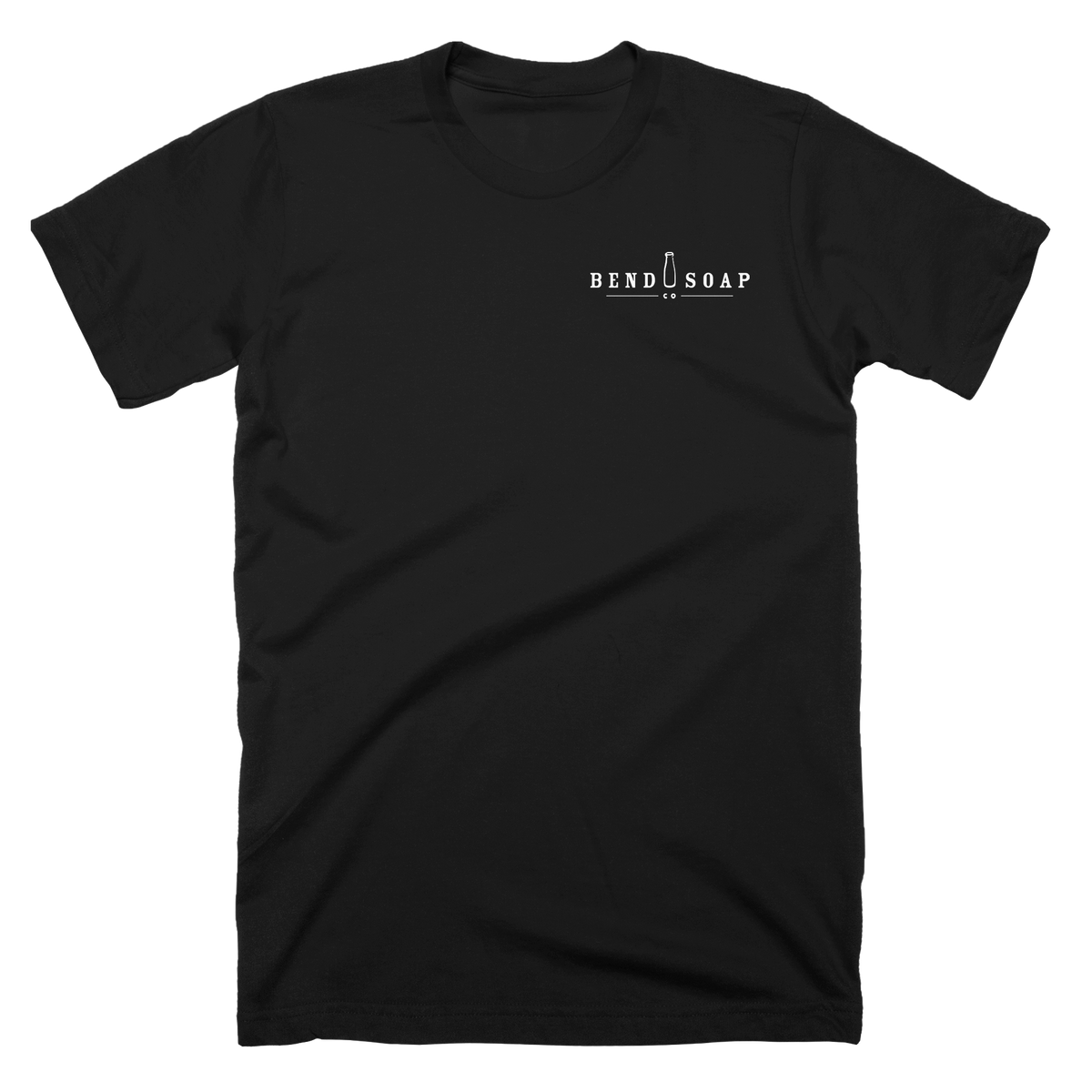 Front view of the Black Male Bend Soap Tee-shirt