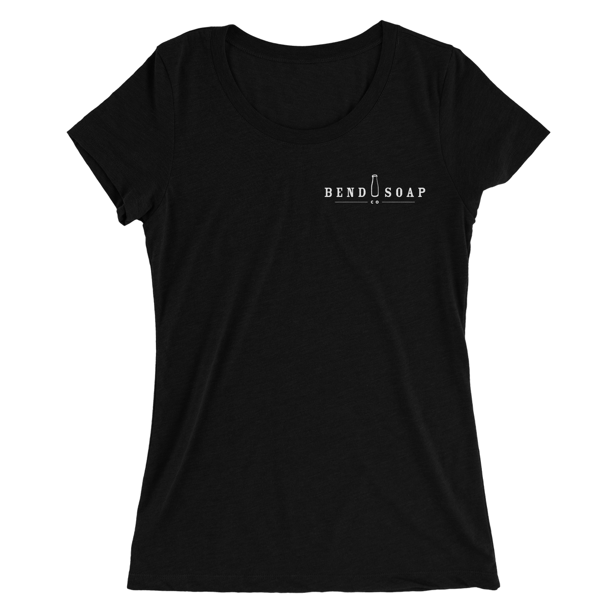 Front view of the Black Female Bend Soap Tee-shirt  